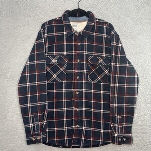 Grove & Hollow Men's XL Plaid Fleece Flannel Sherpa Lined Jacket Shacket Button